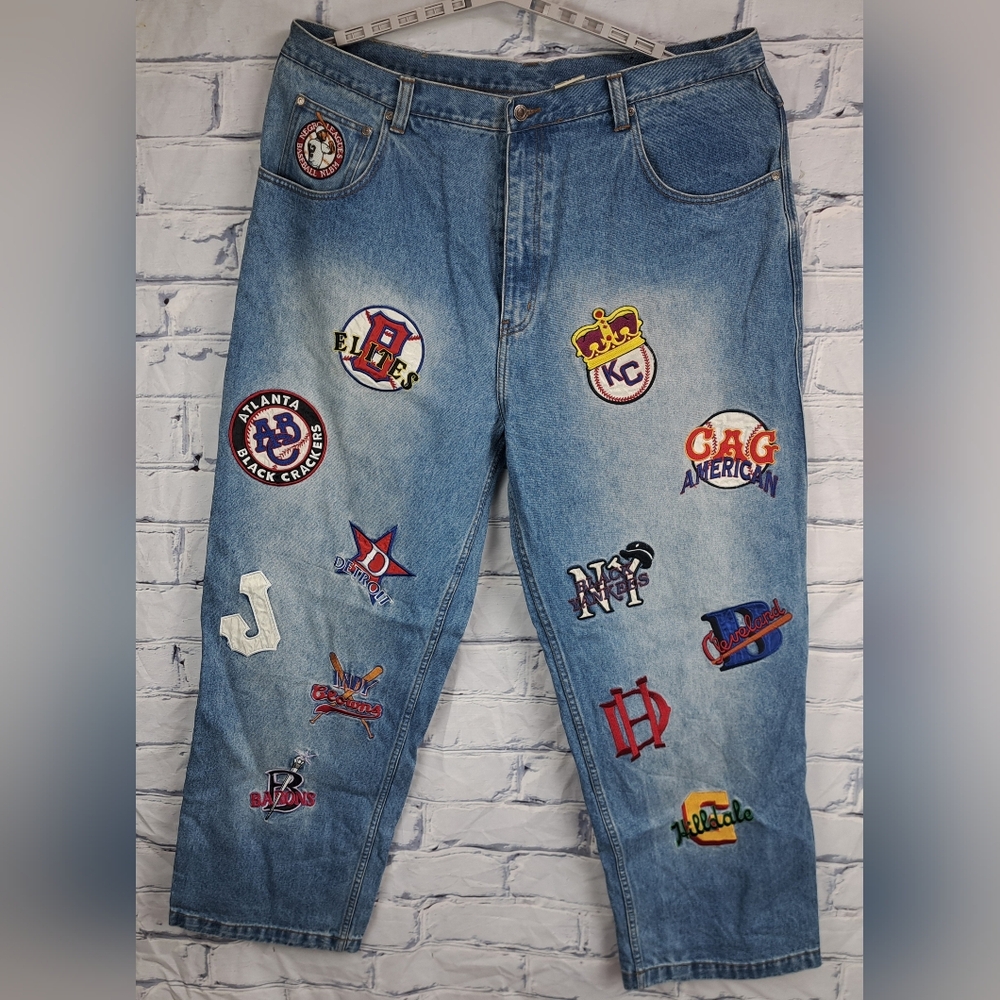 Headgear Negro League Baseball Men's Jeans Team Patches Straight 44 Actual 42x33